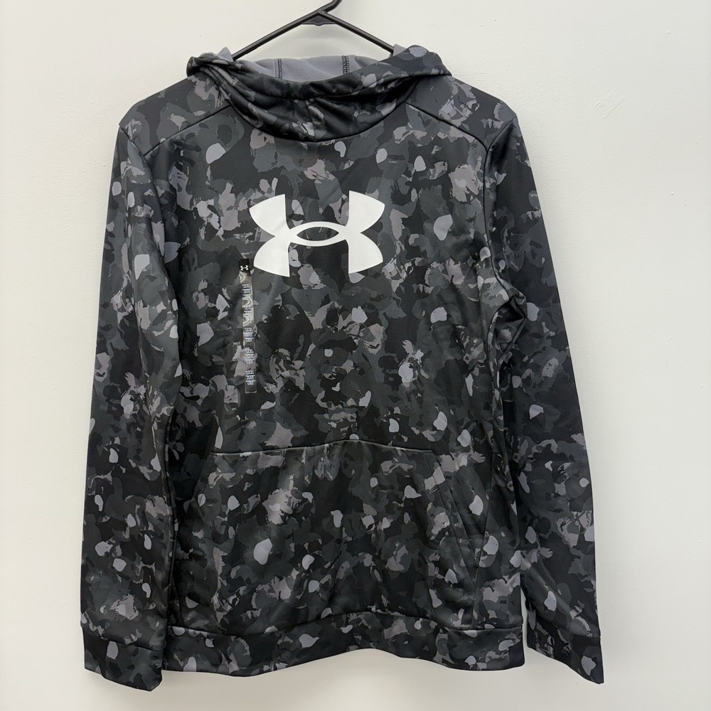 Under Armour Camo Hoodie Kids X- Large‎ Green Black  Fleece Sweatshirt
